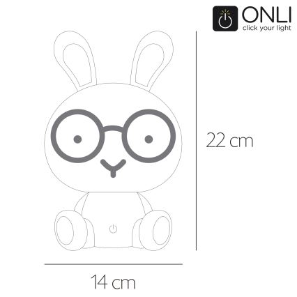 ONLI - Dimmable LED Kids' Night Light PUPPIES LED/3W/230V 22 cm Bunny/Blue