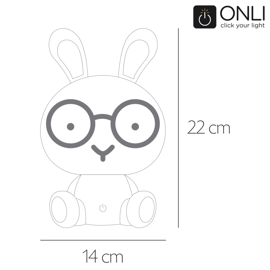 ONLI - Dimmable LED Kids' Night Light PUPPIES LED/3W/230V 22 cm Bunny/Blue