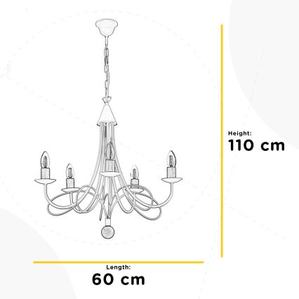 ONLI - MILVIA Chain-hung Chandelier 5xE14/6W/230V, Bronze