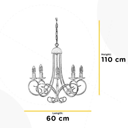ONLI - POMPEI chain-hung chandelier 5xE14/6W/230V cream
