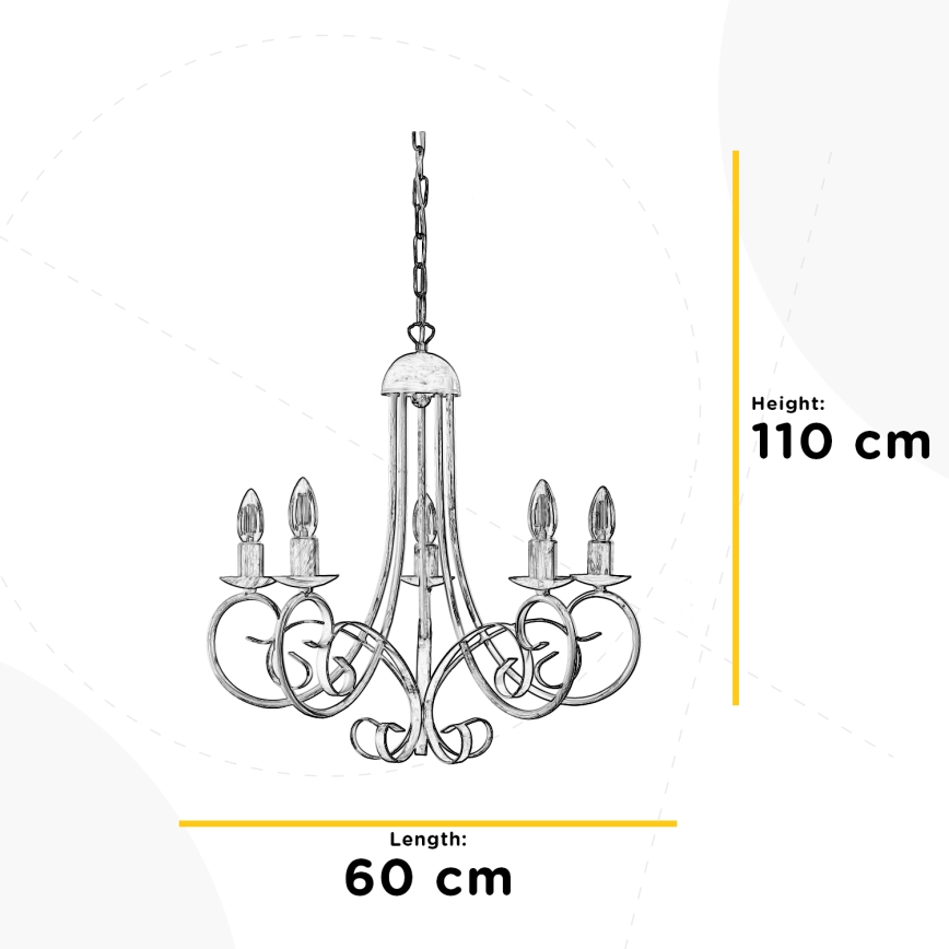 ONLI - POMPEI chain-hung chandelier 5xE14/6W/230V cream