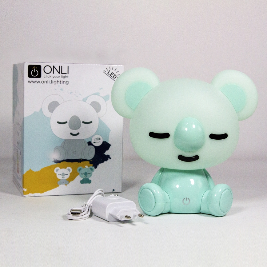 ONLI - Dimmable LED Kids' Night Light PUPPIES LED/3W/230V 20 cm Koala/Green