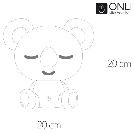 ONLI - Dimmable LED Kids' Night Light PUPPIES LED/3W/230V 20 cm Koala/Green