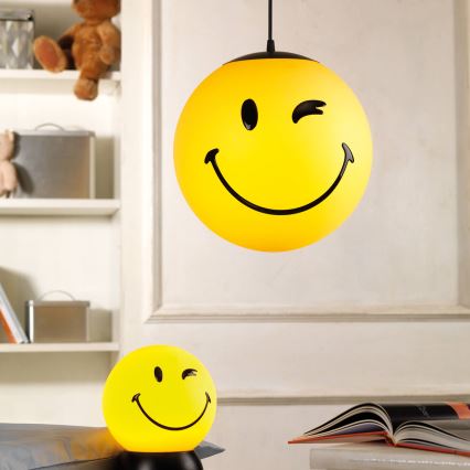 ONLI - SMILEY Children's pendant light with cord, 1xE27/15W/230V, yellow