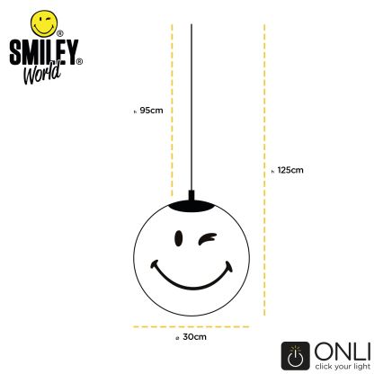 ONLI - SMILEY Children's pendant light with cord, 1xE27/15W/230V, yellow