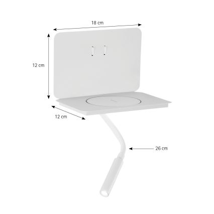 ONLI - WIK Flexible LED Lamp with Shelf LED/6.5W/230V + LED/3W White