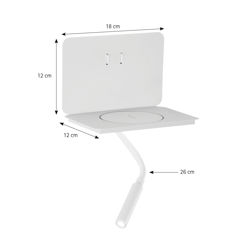 ONLI - WIK Flexible LED Lamp with Shelf LED/6.5W/230V + LED/3W White