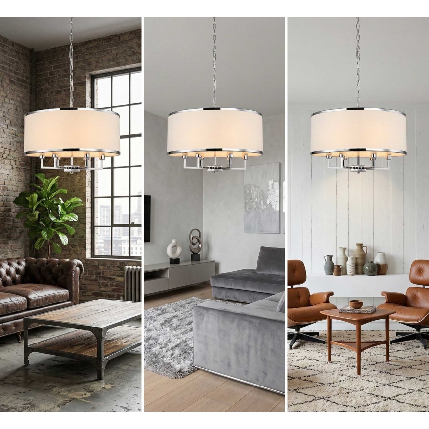 Open Design OR80209 - CASA chain-hung chandelier 3xE14/12W/230V cream/polished chrome