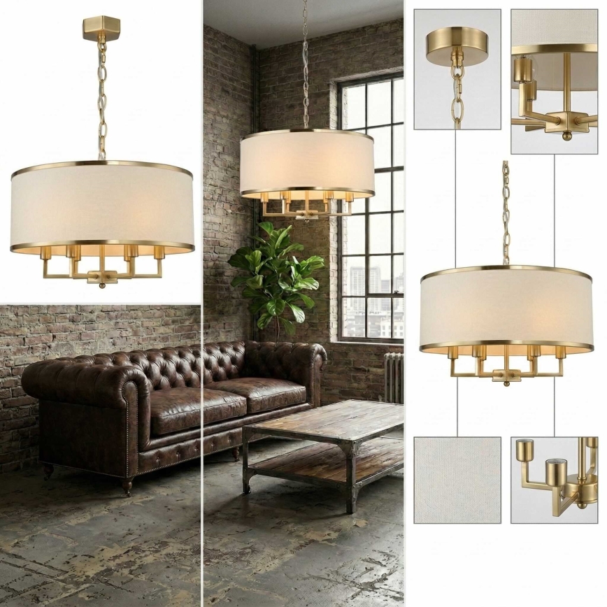 Open Design OR80230 - CASA Chain-Hung Chandelier 6xE14/15W/230V, Cream/Brass
