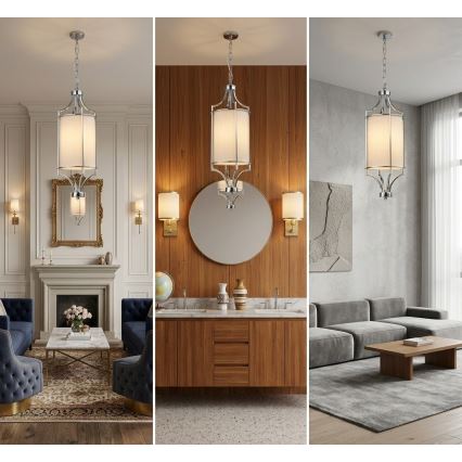 Open Design OR80551 - LUNGA chain-hung chandelier 1xE27/15W/230V polished chrome/white