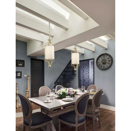 Open Design OR80568 - LUNGA chain-hung chandelier 1xE27/15W/230V brass/white