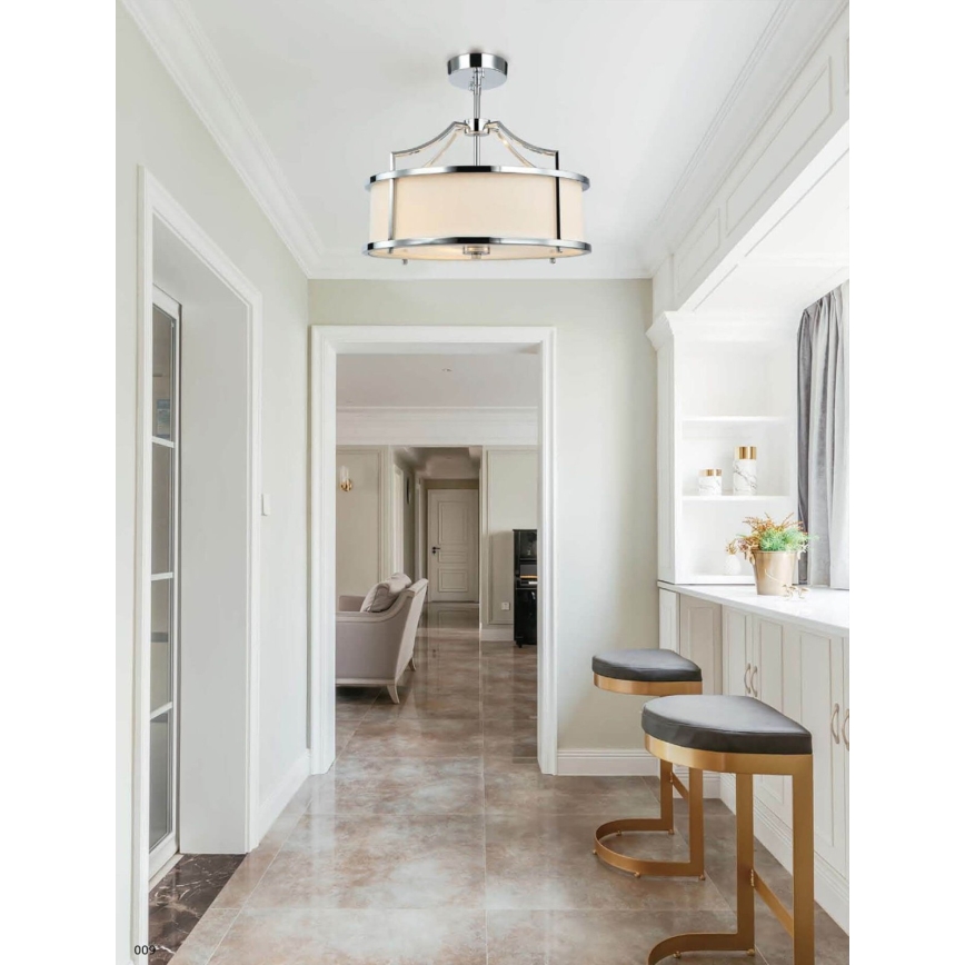 Open Design OR80865 - Rod-mounted pendant light STANZA 3xE27/15W/230V dia. 42 cm glossy chrome/white