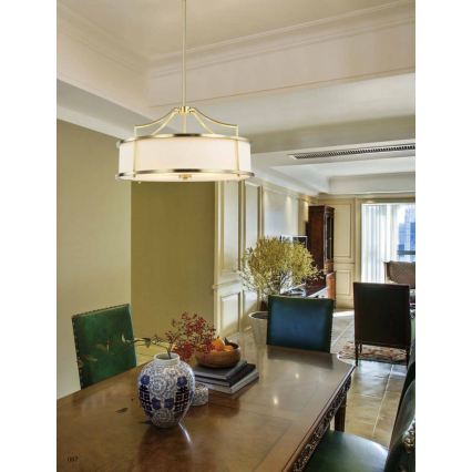 Open Design OR80896 - STANZA 4-Light Rod Chandelier, 4xE27/15W/230V, Ø 55 cm, Brass/White