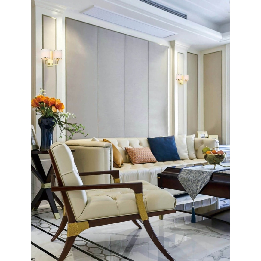 Open Design OR81503 - CASA Wall Lamp 2xE14/12W/230V, Brass/Cream