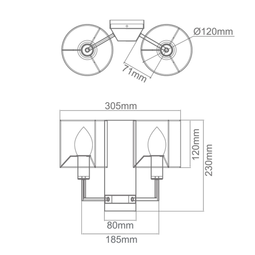 Open Design OR81503 - CASA Wall Lamp 2xE14/12W/230V, Brass/Cream