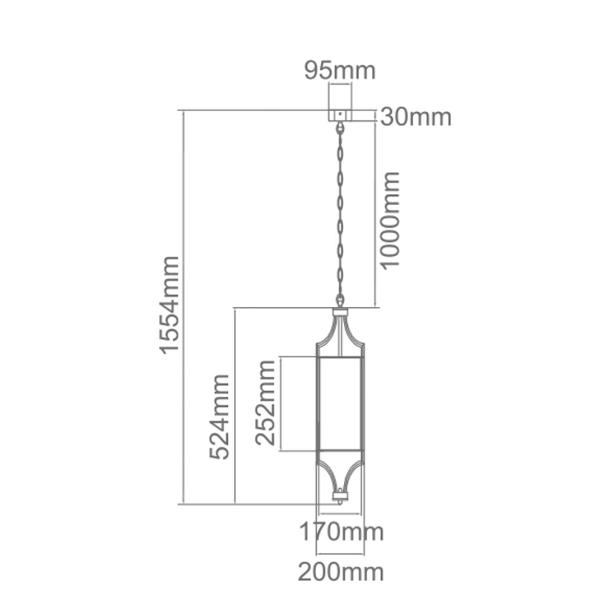 Open Design OR84108 - LUNGA Chain‑Hung Pendant Light 1x E27/15W/230V, Gold/Black