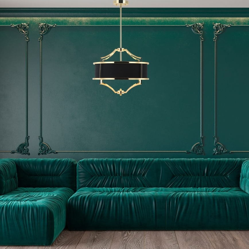 Open Design OR84160 - STESSO rod chandelier 4xE27/15W/230V Ø 55 cm gold/black