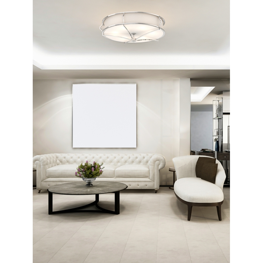 Open Design OR84412 - Ceiling light STESSO 4xE27/12W/230V Ø65 cm glossy chrome/white