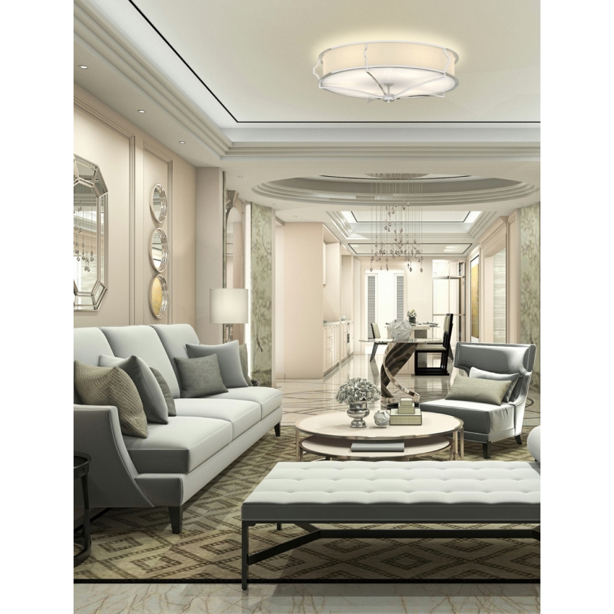 Open Design OR84429 - Ceiling light STESSO 6xE27/12W/230V diameter 85 cm polished chrome/white