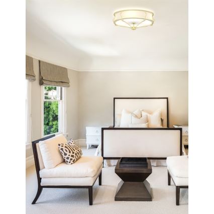 Open Design OR84443 - STESSO Ceiling Light 6x E27 / 12W / 230V, Ø 85 cm, Brass/White