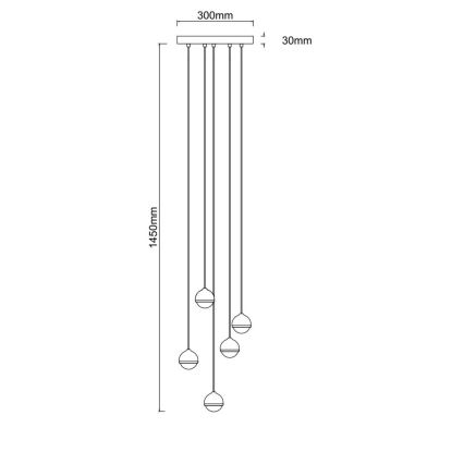 Open Design OR85518 - BOLICINA LED cable pendant 5xLED/5W/230V gold/black