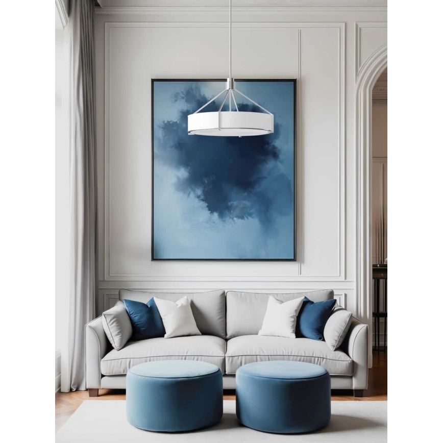 Open Design OR85624 - DORETTO rod-mounted chandelier 4xE27/15W/230V Ø 50 cm matte chrome/white