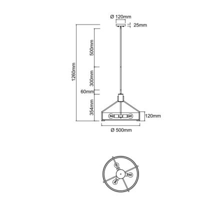 Open Design OR85624 - DORETTO rod-mounted chandelier 4xE27/15W/230V Ø 50 cm matte chrome/white