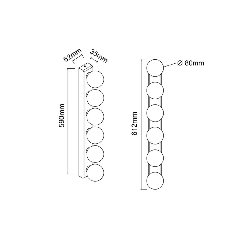 Open Design OR85693 - MERINO Bathroom Wall Light 6xG9/8W/230V 61 cm IP44 Polished Chrome