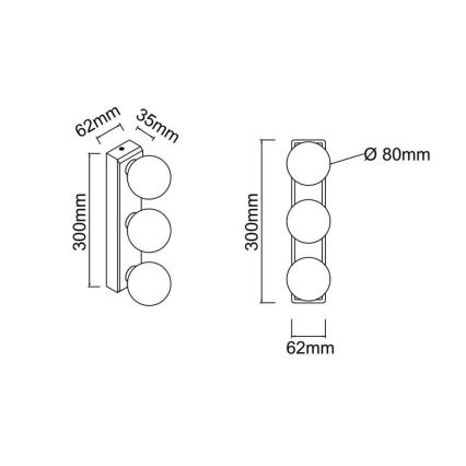 Open Design OR85716 - Bathroom wall light MERINO 3xG9/8W/230V 30 cm IP44 brass