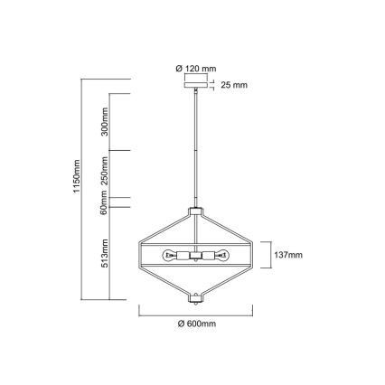 Open Design OR85822 - ZUNDO Rod-Mounted Chandelier 4xE27/15W/230V Matte Chrome/White