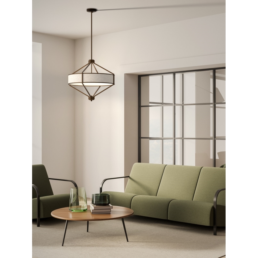Open Design OR85846 - ZUNDO Rod Pendant Light 4xE27/15W/230V, Brown/Beige