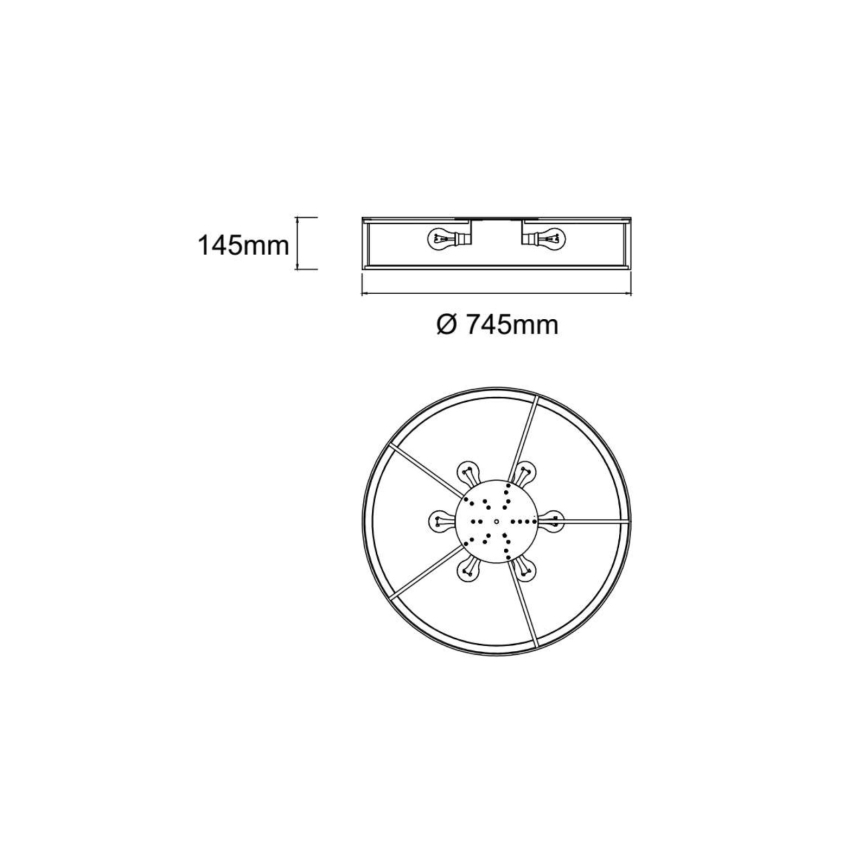 Open Design OR86577 - Ceiling light ZALINDRO 6xE27/15W/230V Ø 74.5 cm black/glossy chrome