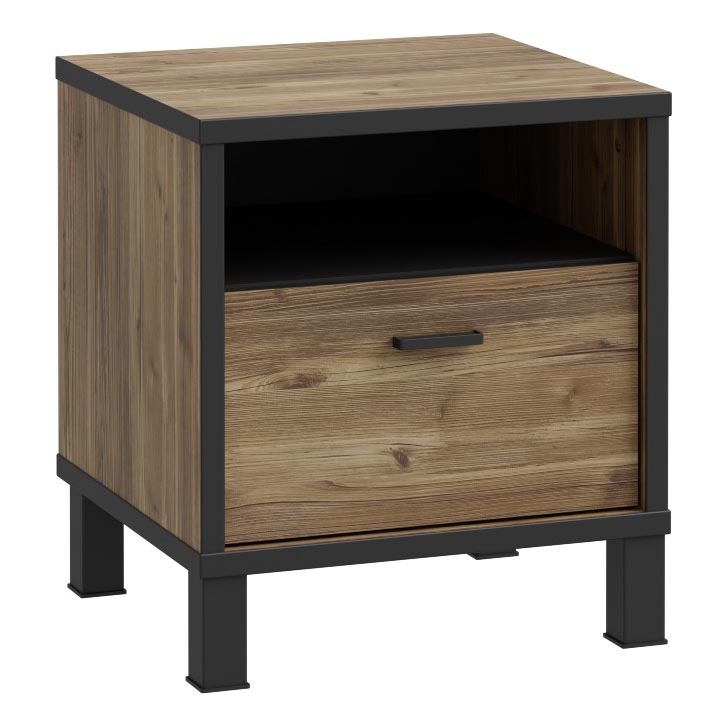 OREN bedside table, brown/black