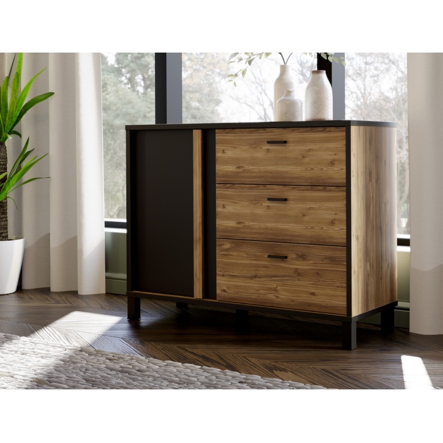 OREN Chest of Drawers, Brown/Black