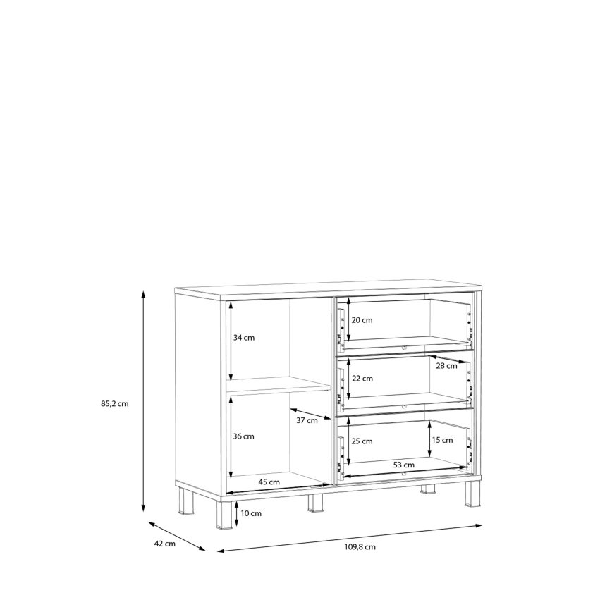 OREN Chest of Drawers, Brown/Black