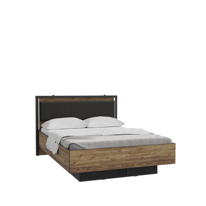 OREN Double Bed with Storage 140x200 cm Brown/Black