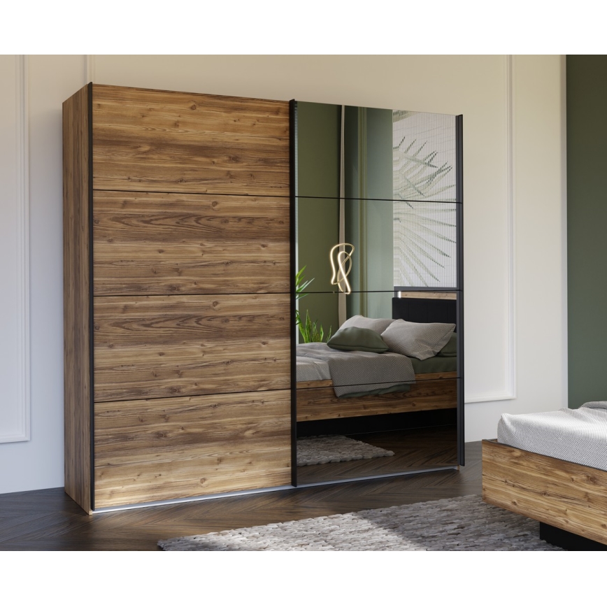 OREN Wardrobe with Mirror 220x210 cm Artisan Oak