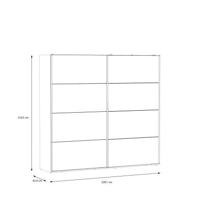 OREN Wardrobe with Mirror 220x210 cm Artisan Oak