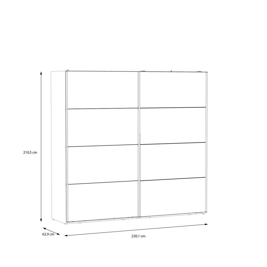OREN Wardrobe with Mirror 220x210 cm Artisan Oak