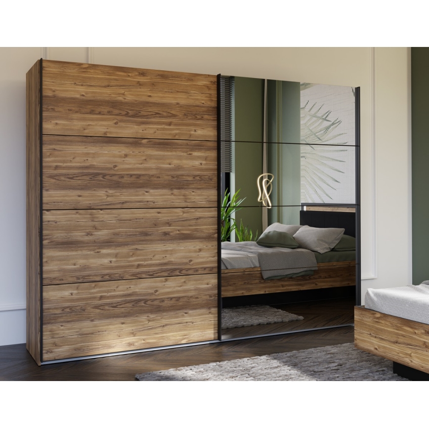 OREN Wardrobe with Mirror, 270x210 cm, Artisan Oak