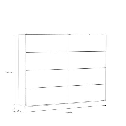 OREN Wardrobe with Mirror, 270x210 cm, Artisan Oak