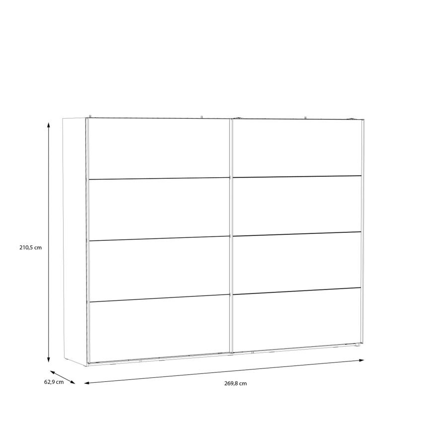 OREN Wardrobe with Mirror, 270x210 cm, Artisan Oak