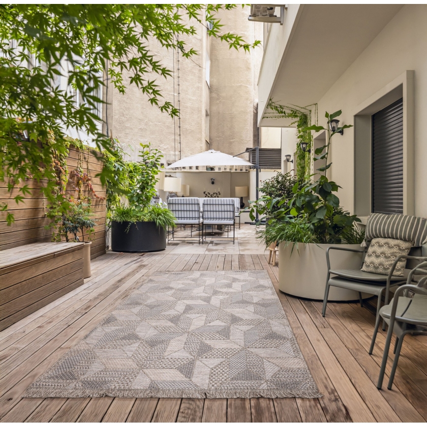 ORIA Outdoor Rug 70x140 cm Gray/Beige