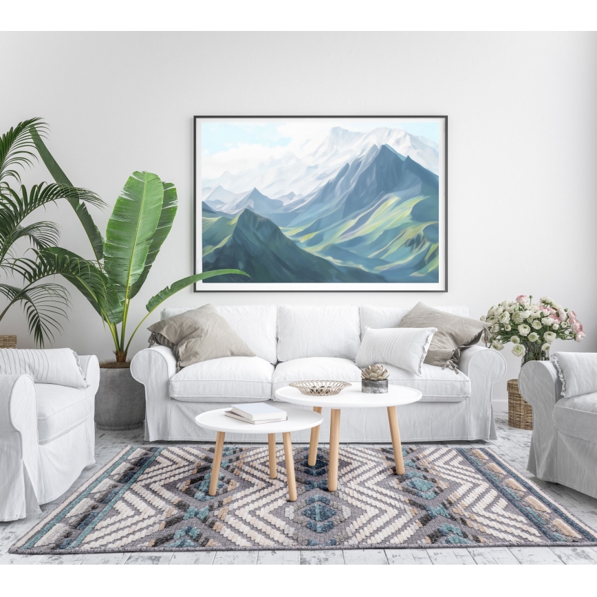 Oriental rug NEPAL 160x230 cm blue/grey/cream