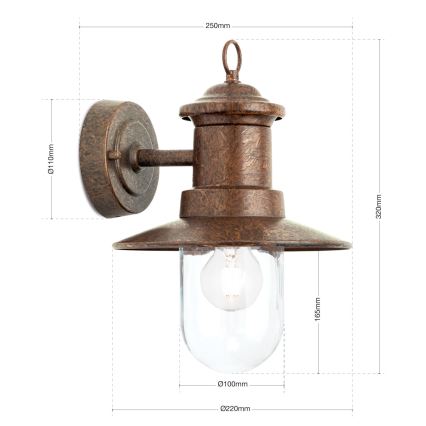Outdoor wall lamp LEONIE 1xE27/60W/230V IP44 bronze