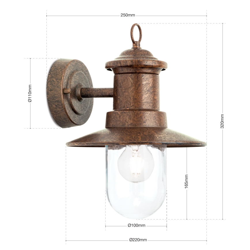 Outdoor wall lamp LEONIE 1xE27/60W/230V IP44 bronze