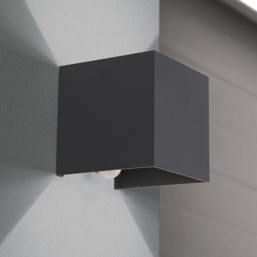 LED Outdoor wall light with motion and dusk sensor CUBE-S LED/13W/230V IP54 anthracite