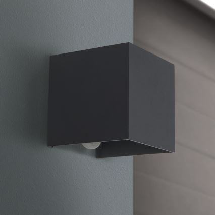 LED Outdoor wall light with motion and dusk sensor CUBE-S LED/13W/230V IP54 anthracite