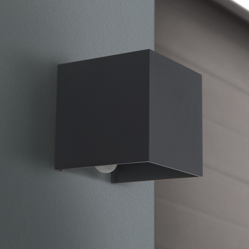 LED Outdoor wall light with motion and dusk sensor CUBE-S LED/13W/230V IP54 anthracite