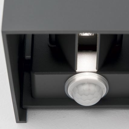 LED Outdoor wall light with motion and dusk sensor CUBE-S LED/13W/230V IP54 anthracite
